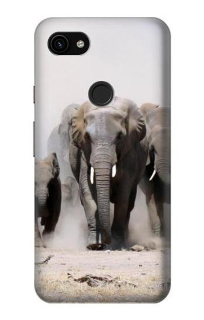 W3142 African Elephant Hard Case and Leather Flip Case For Google Pixel 3a XL