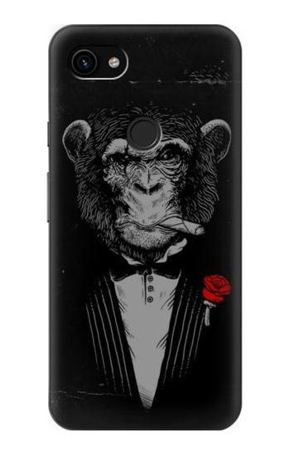 W3167 Funny Monkey God Father Hard Case and Leather Flip Case For Google Pixel 3a XL