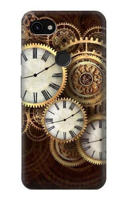 W3172 Gold Clock Live Hard Case and Leather Flip Case For Google Pixel 3a XL