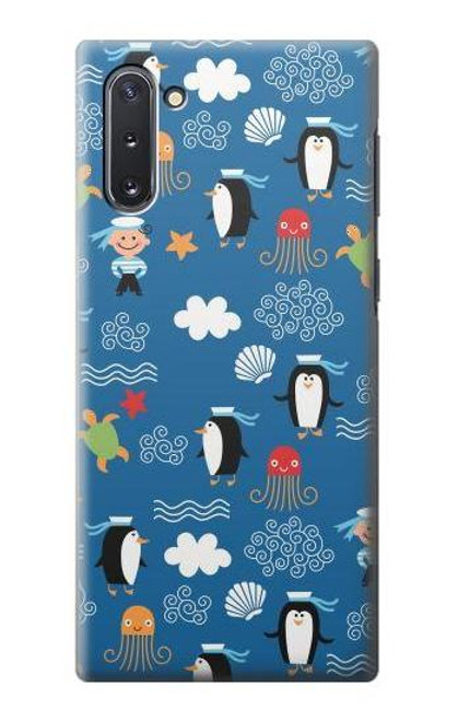 W2572 Marine Penguin Pattern Hard Case and Leather Flip Case For Samsung Galaxy Note 10