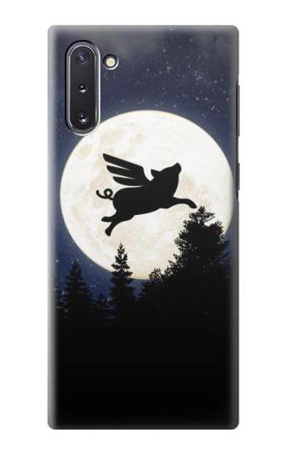 W3289 Flying Pig Full Moon Night Hard Case and Leather Flip Case For Samsung Galaxy Note 10