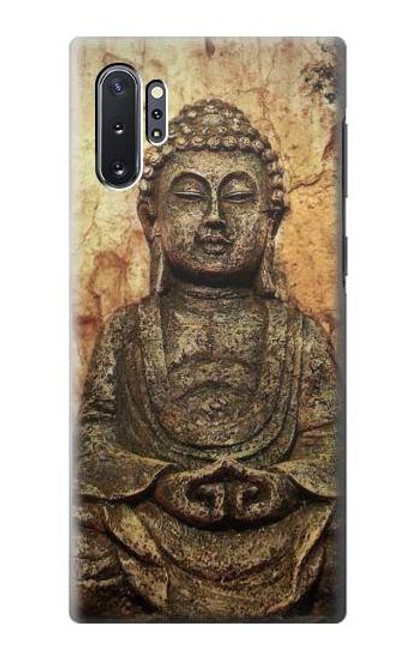 W0344 Buddha Rock Carving Hard Case and Leather Flip Case For Samsung Galaxy Note 10 Plus