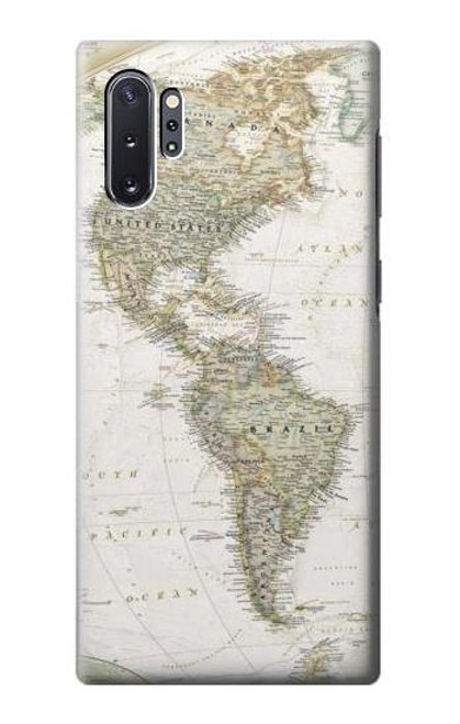 W0604 World Map Hard Case and Leather Flip Case For Samsung Galaxy Note 10 Plus