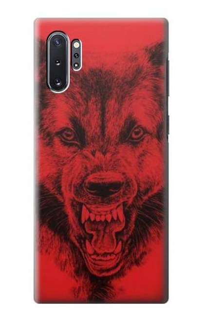 W1090 Red Wolf Hard Case and Leather Flip Case For Samsung Galaxy Note 10 Plus