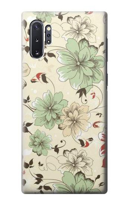 W2179 Flower Floral Vintage Art Pattern Hard Case and Leather Flip Case For Samsung Galaxy Note 10 Plus