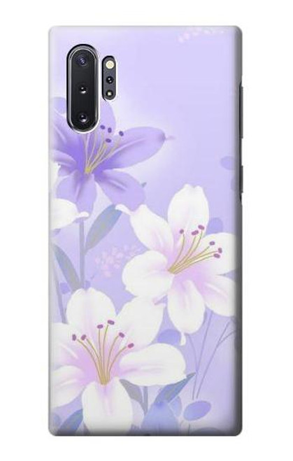 W2361 Purple White Flowers Hard Case and Leather Flip Case For Samsung Galaxy Note 10 Plus