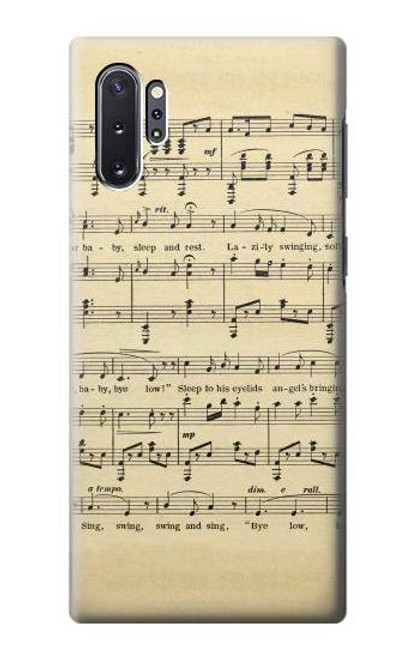 W2504 Vintage Music Sheet Hard Case and Leather Flip Case For Samsung Galaxy Note 10 Plus