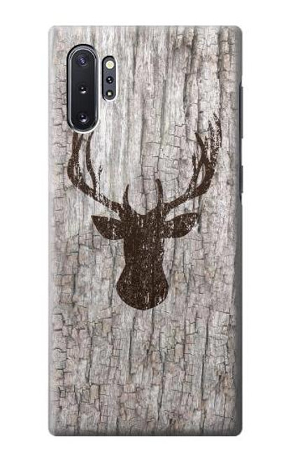 W2505 Reindeer Head Old Wood Texture Graphic Hard Case and Leather Flip Case For Samsung Galaxy Note 10 Plus