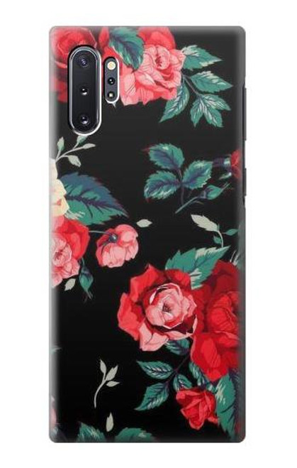 W3112 Rose Floral Pattern Black Hard Case and Leather Flip Case For Samsung Galaxy Note 10 Plus