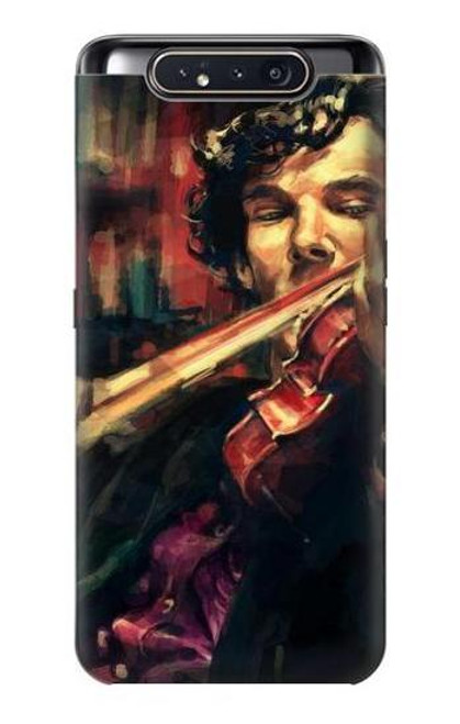 W0723 Violin Art Paint Hard Case and Leather Flip Case For Samsung Galaxy A80