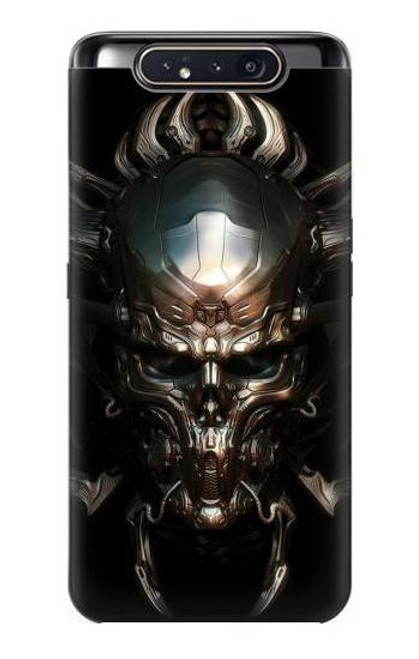 W1027 Hardcore Metal Skull Hard Case and Leather Flip Case For Samsung Galaxy A80