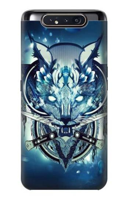 W1135 Wolf with knives Rock Hard Case and Leather Flip Case For Samsung Galaxy A80