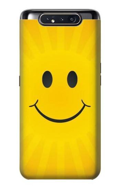 W1146 Yellow Sun Smile Hard Case and Leather Flip Case For Samsung Galaxy A80