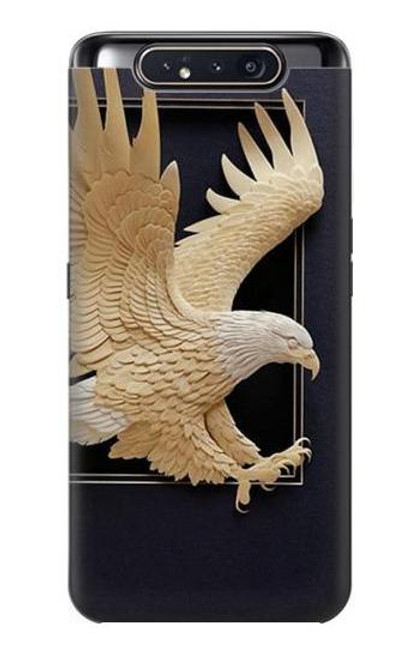 W1383 Paper Sculpture Eagle Hard Case and Leather Flip Case For Samsung Galaxy A80