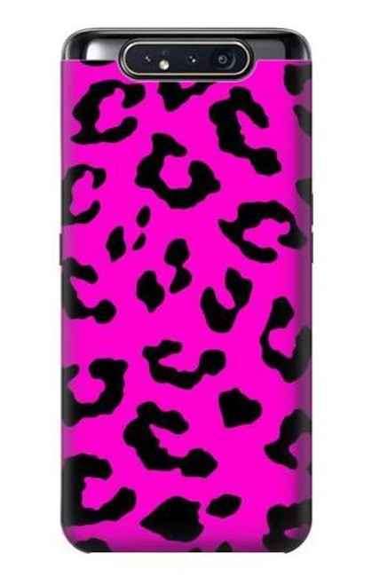 W1850 Pink Leopard Pattern Hard Case and Leather Flip Case For Samsung Galaxy A80