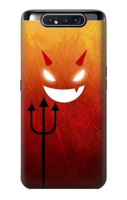 W2454 Red Cute Little Devil Cartoon Hard Case and Leather Flip Case For Samsung Galaxy A80