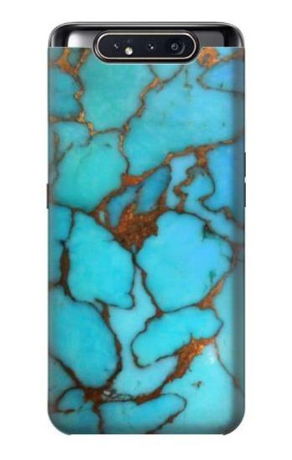 W2685 Aqua Turquoise Gemstone Graphic Printed Hard Case and Leather Flip Case For Samsung Galaxy A80