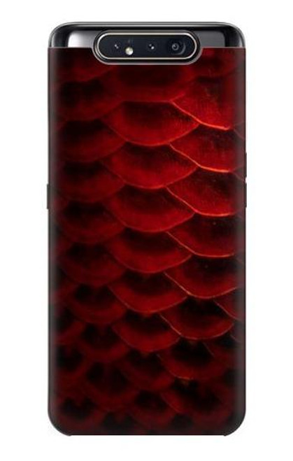 W2879 Red Arowana Fish Scale Hard Case and Leather Flip Case For Samsung Galaxy A80