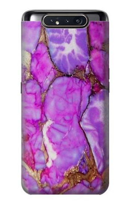 W2907 Purple Turquoise Stone Hard Case and Leather Flip Case For Samsung Galaxy A80