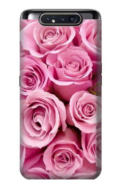 W2943 Pink Rose Hard Case and Leather Flip Case For Samsung Galaxy A80