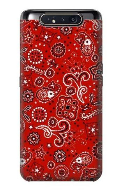 W3354 Red Classic Bandana Hard Case and Leather Flip Case For Samsung Galaxy A80