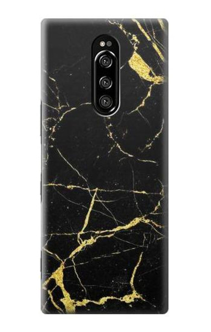 W2896 Gold Marble Graphic Printed Hard Case and Leather Flip Case For Sony Xperia 1