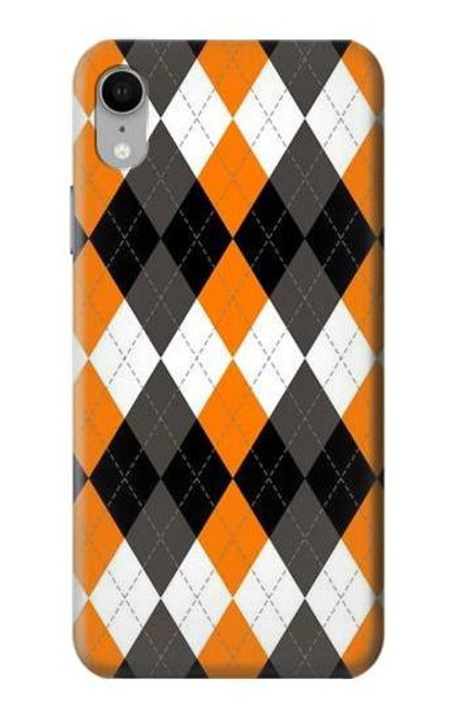 W3421 Black Orange White Argyle Plaid Hard Case and Leather Flip Case For iPhone XR