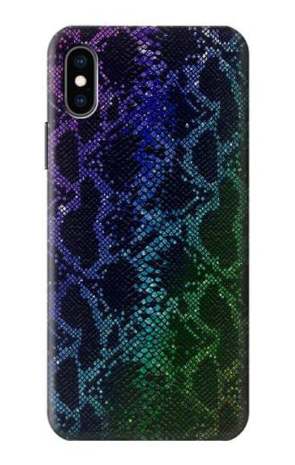 W3366 Rainbow Python Skin Graphic Print Hard Case and Leather Flip Case For iPhone X, iPhone XS