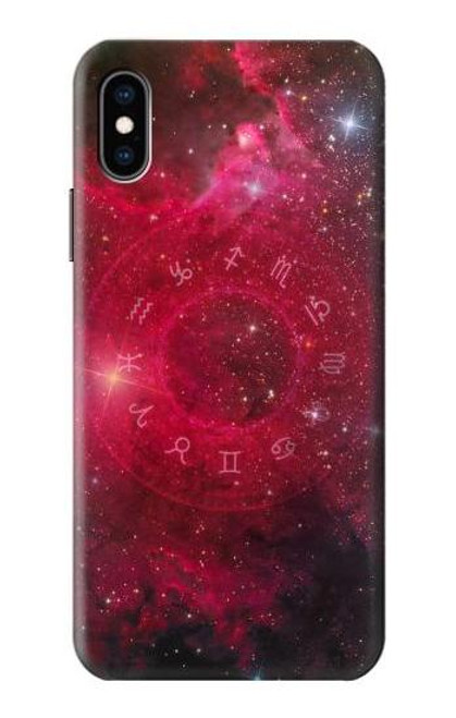 W3368 Zodiac Red Galaxy Hard Case and Leather Flip Case For iPhone X, iPhone XS