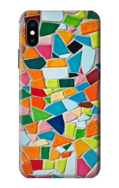 W3391 Abstract Art Mosaic Tiles Graphic Hard Case and Leather Flip Case For iPhone X, iPhone XS