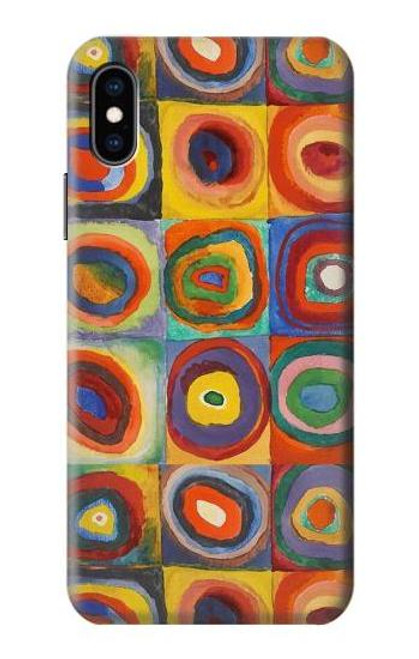 W3409 Squares Concentric Circles Hard Case and Leather Flip Case For iPhone X, iPhone XS