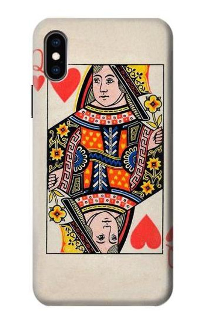 W3429 Queen Hearts Card Hard Case and Leather Flip Case For iPhone X, iPhone XS