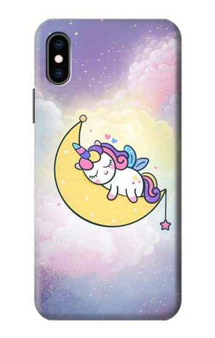 W3485 Cute Unicorn Sleep Hard Case and Leather Flip Case For iPhone X, iPhone XS