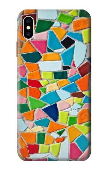 W3391 Abstract Art Mosaic Tiles Graphic Hard Case and Leather Flip Case For iPhone XS Max