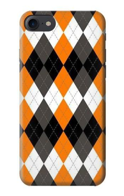 W3421 Black Orange White Argyle Plaid Hard Case and Leather Flip Case For iPhone 7, iPhone 8, iPhone SE (2020) (2022)