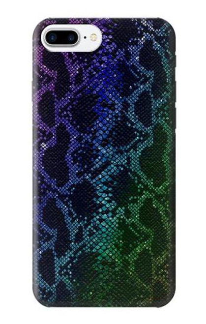 W3366 Rainbow Python Skin Graphic Print Hard Case and Leather Flip Case For iPhone 7 Plus, iPhone 8 Plus