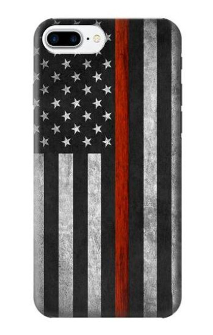 W3472 Firefighter Thin Red Line Flag Hard Case and Leather Flip Case For iPhone 7 Plus, iPhone 8 Plus