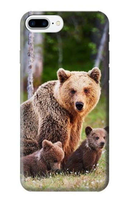 W3558 Bear Family Hard Case and Leather Flip Case For iPhone 7 Plus, iPhone 8 Plus