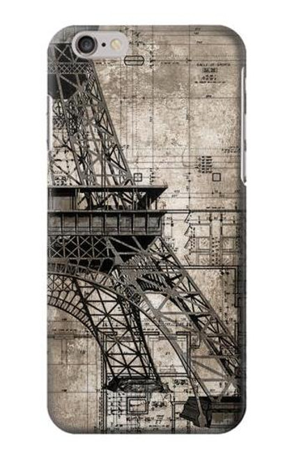 W3416 Eiffel Tower Blueprint Hard Case and Leather Flip Case For iPhone 6 6S