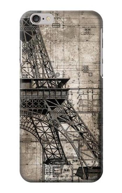 W3416 Eiffel Tower Blueprint Hard Case and Leather Flip Case For iPhone 6 Plus, iPhone 6s Plus