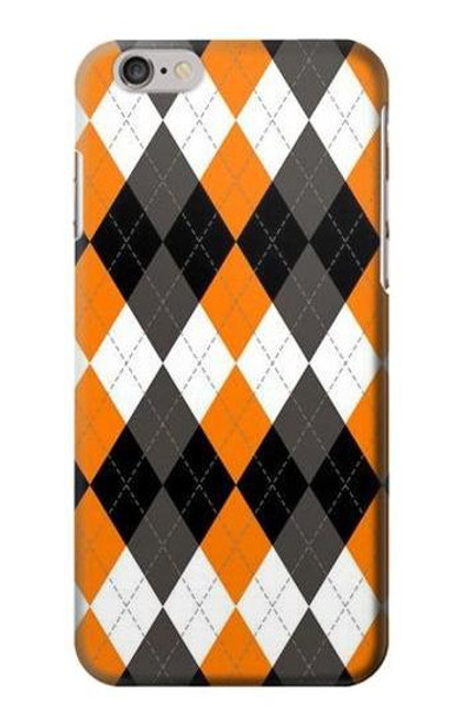 W3421 Black Orange White Argyle Plaid Hard Case and Leather Flip Case For iPhone 6 Plus, iPhone 6s Plus