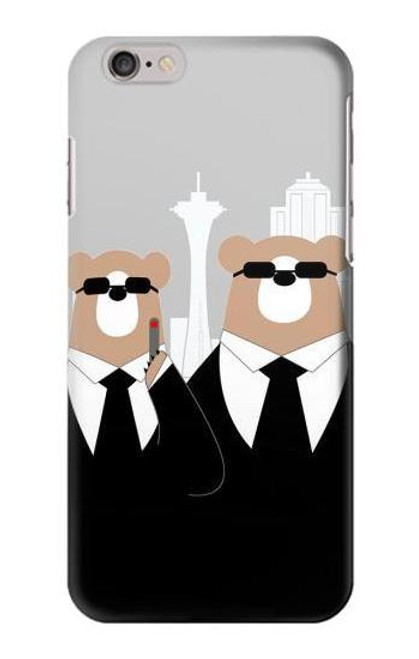 W3557 Bear in Black Suit Hard Case and Leather Flip Case For iPhone 6 Plus, iPhone 6s Plus