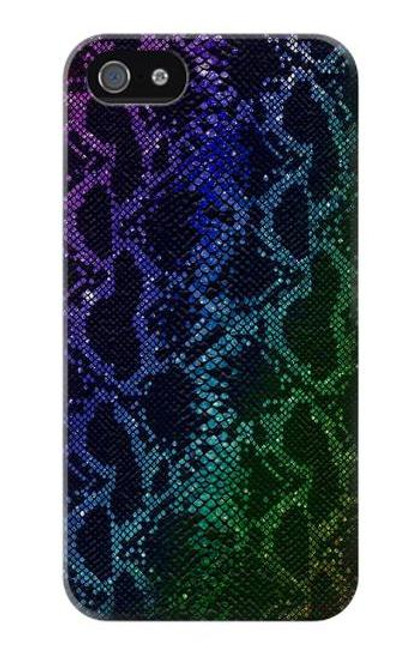 W3366 Rainbow Python Skin Graphic Print Hard Case and Leather Flip Case For iPhone 5 5S SE