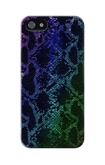 W3366 Rainbow Python Skin Graphic Print Hard Case and Leather Flip Case For iPhone 5C