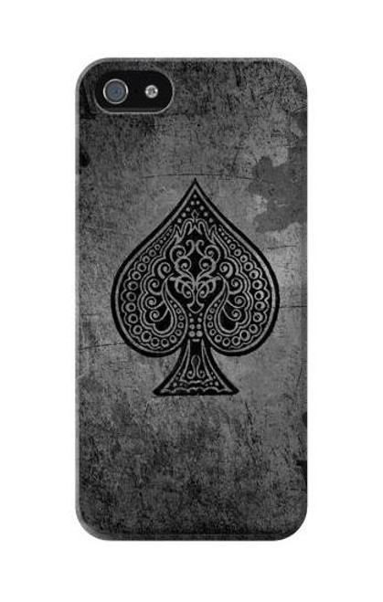 W3446 Black Ace Spade Hard Case and Leather Flip Case For iPhone 5C