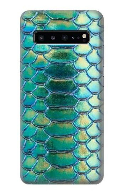 W3414 Green Snake Scale Graphic Print Hard Case and Leather Flip Case For Samsung Galaxy S10 5G