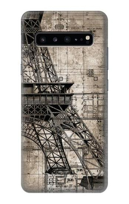 W3416 Eiffel Tower Blueprint Hard Case and Leather Flip Case For Samsung Galaxy S10 5G