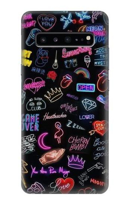 W3433 Vintage Neon Graphic Hard Case and Leather Flip Case For Samsung Galaxy S10 5G