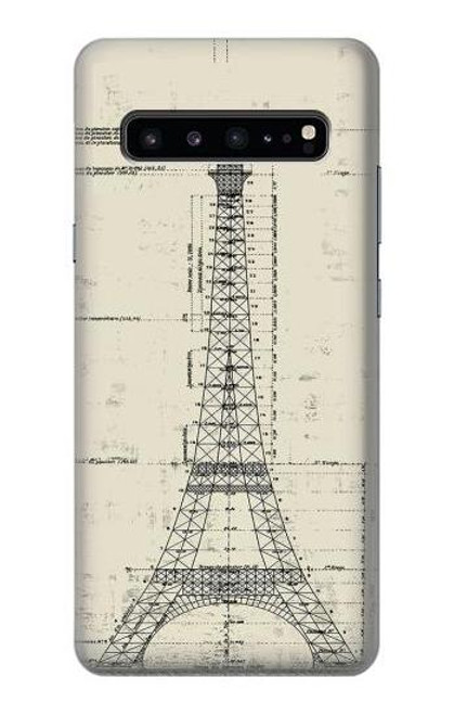 W3474 Eiffel Architectural Drawing Hard Case and Leather Flip Case For Samsung Galaxy S10 5G