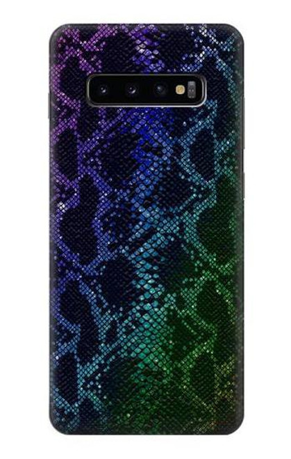 W3366 Rainbow Python Skin Graphic Print Hard Case and Leather Flip Case For Samsung Galaxy S10 Plus